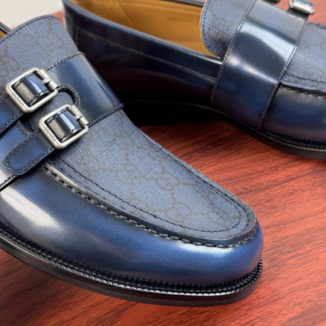 Gucci Black Double Buckle Loafers — side