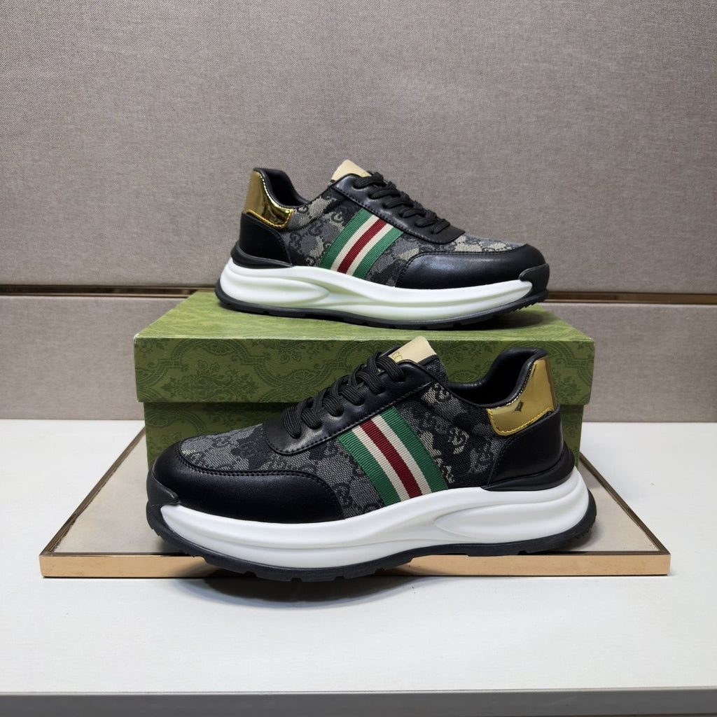 Gucci Black and Gray Stripe Sneakers — model
