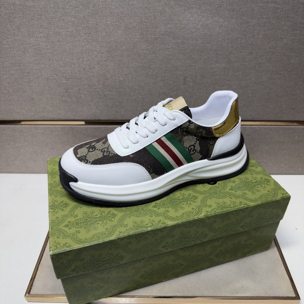 Gucci Black and Gray Stripe Sneakers — side