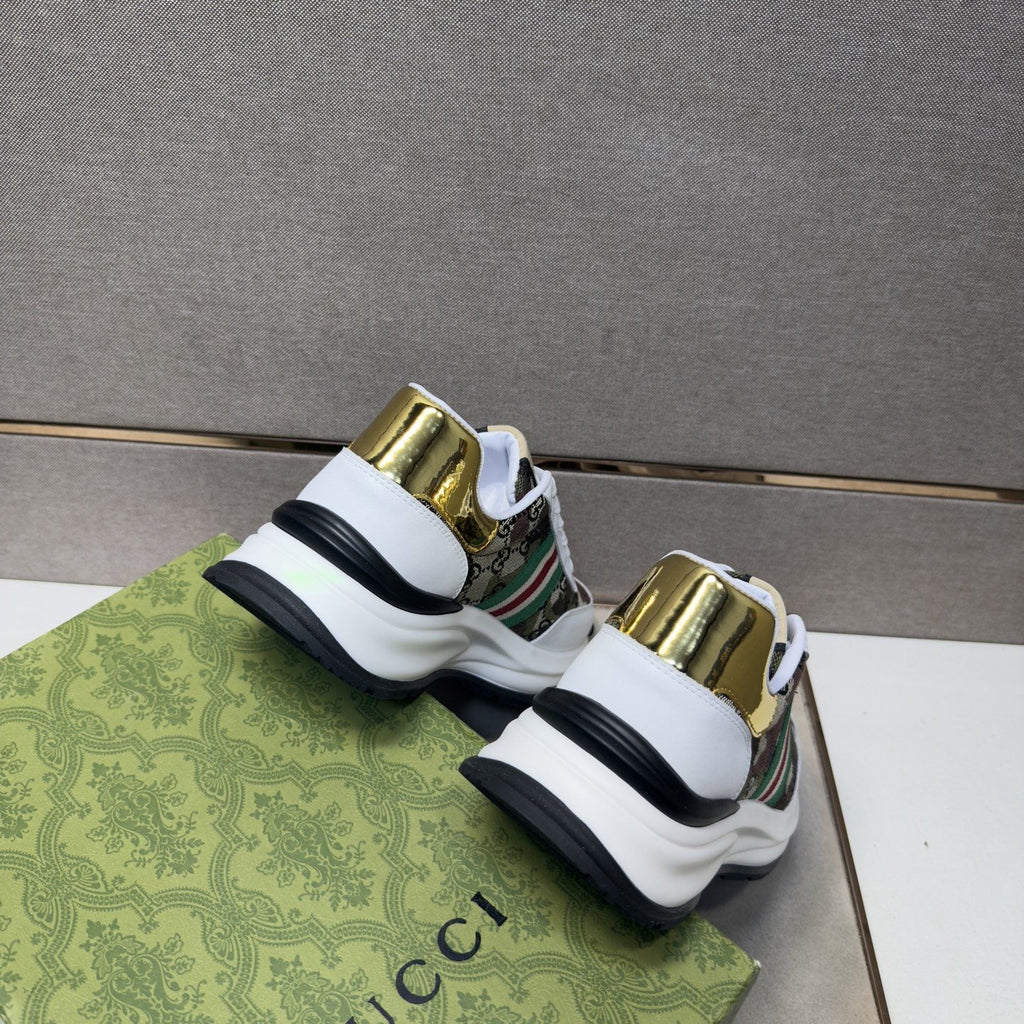 Gucci Black and Gray Stripe Sneakers — back