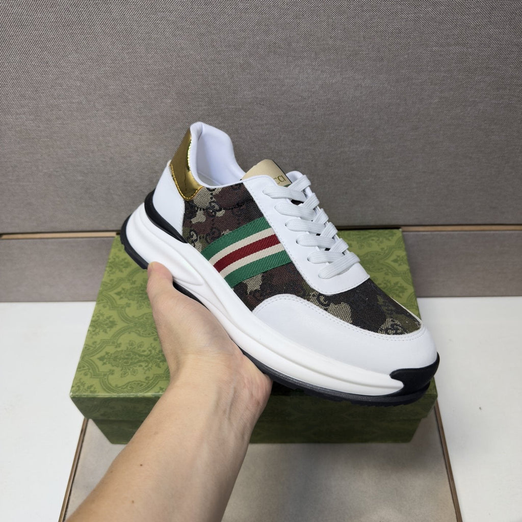 Gucci Black and Gray Stripe Sneakers — model