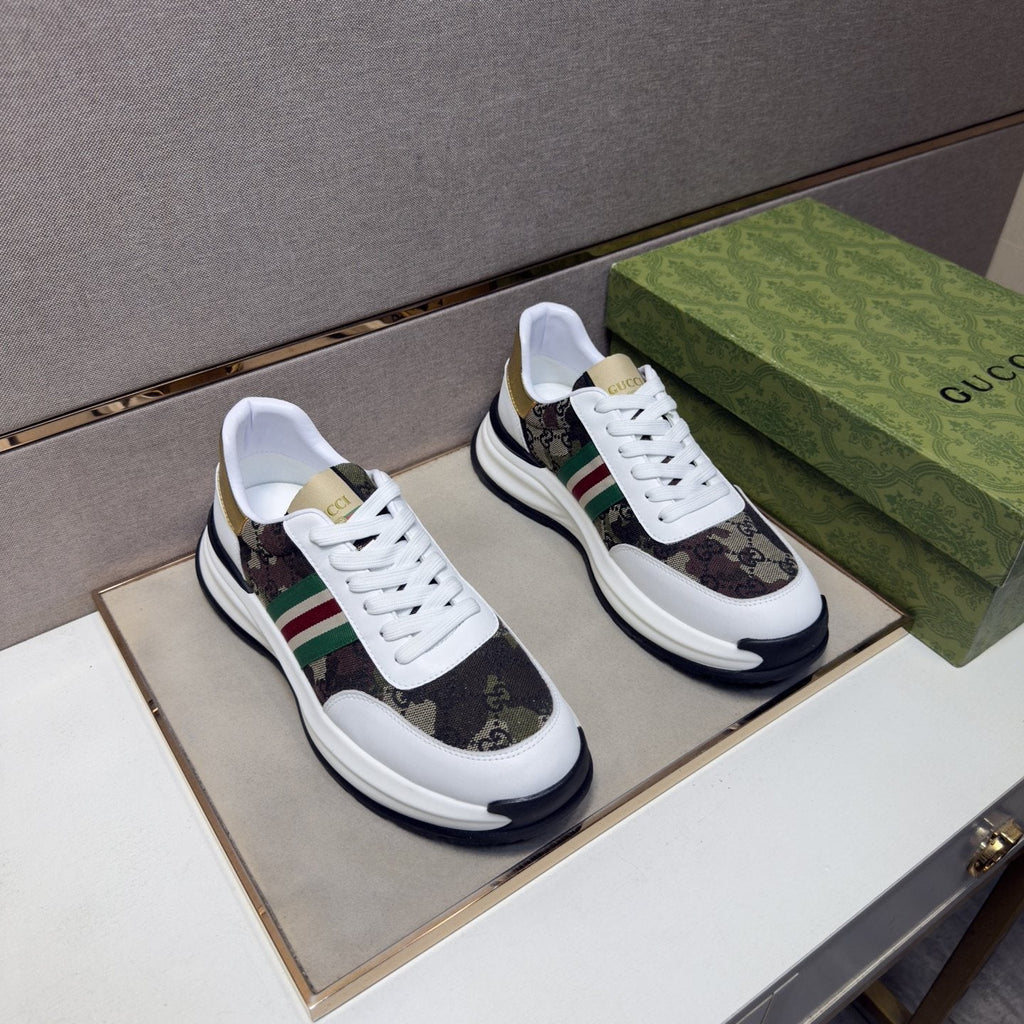 Gucci Black and Gray Stripe Sneakers — front