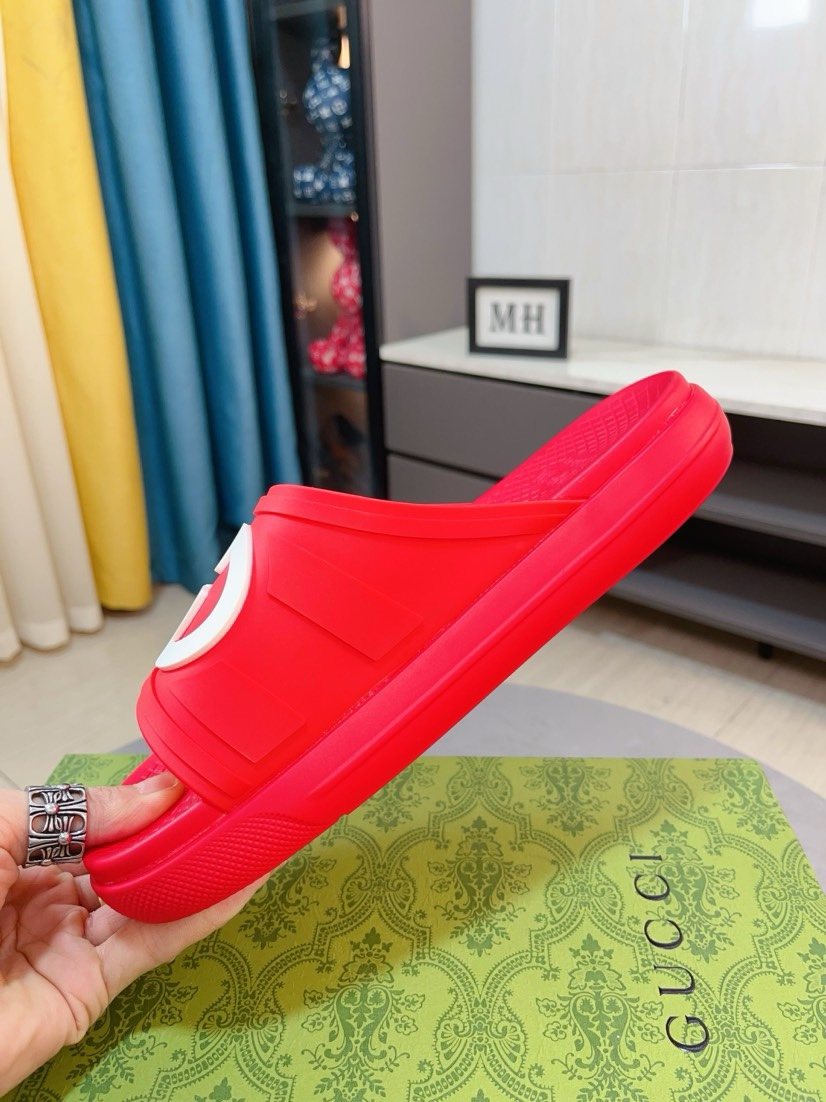 Gucci Emblem Slide Sandals — side