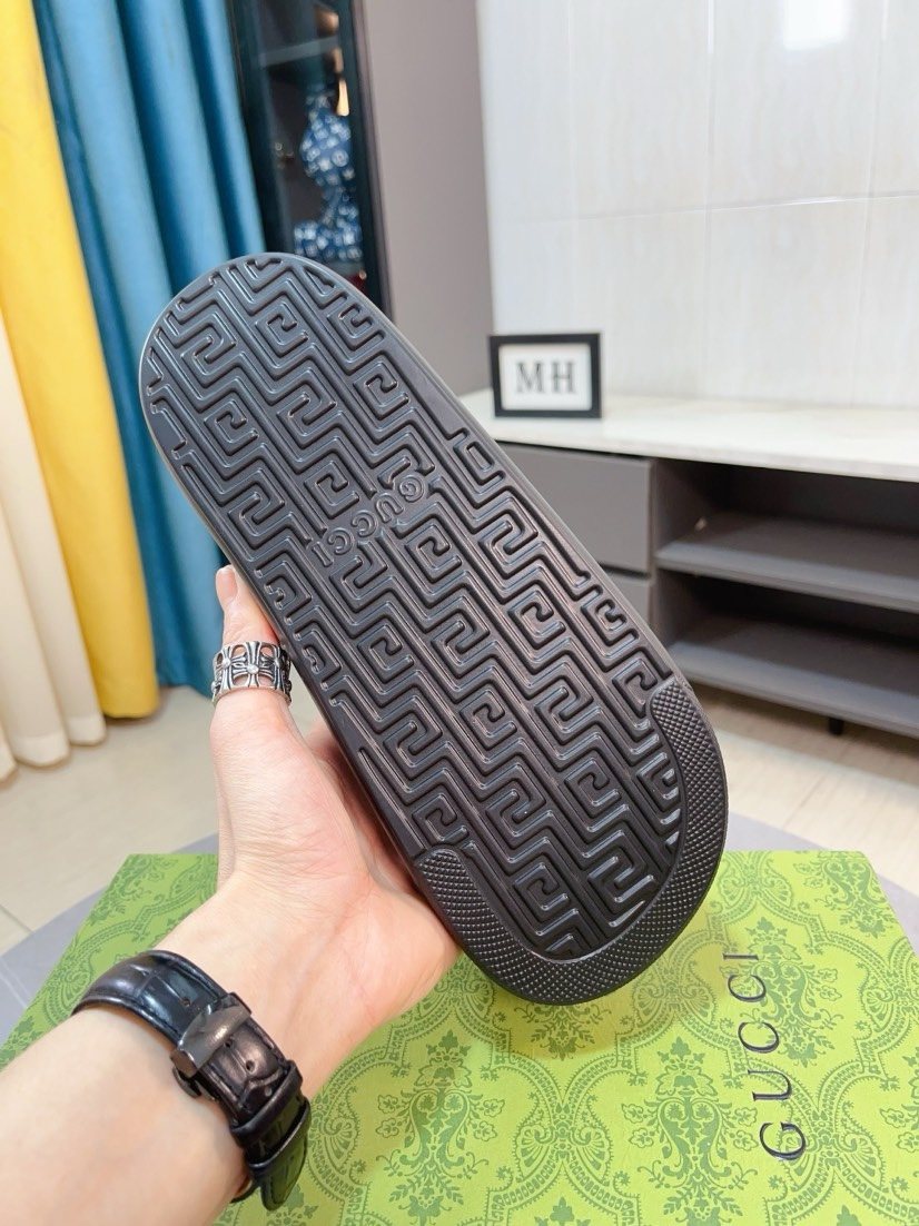Gucci Emblem Slide Sandals — back
