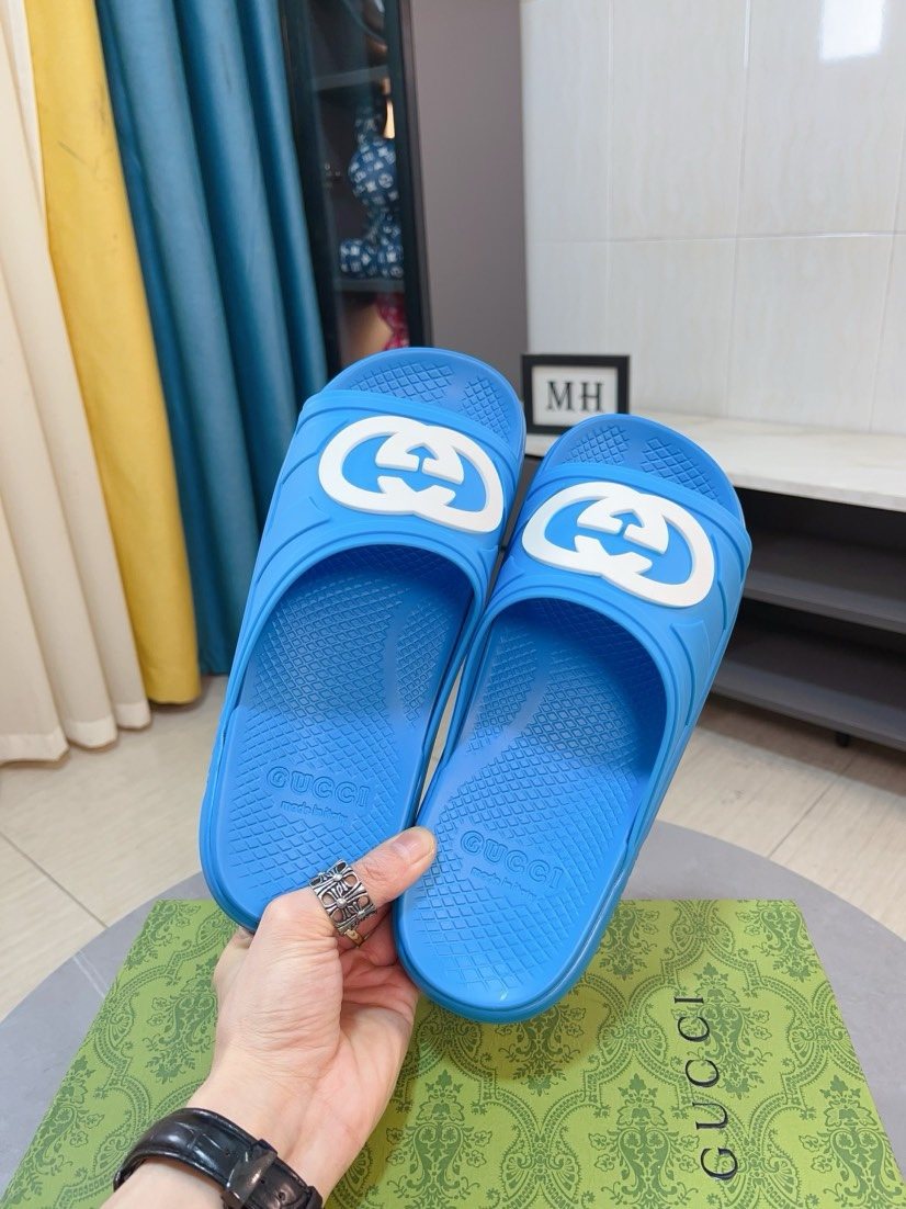 Gucci Emblem Slide Sandals — side