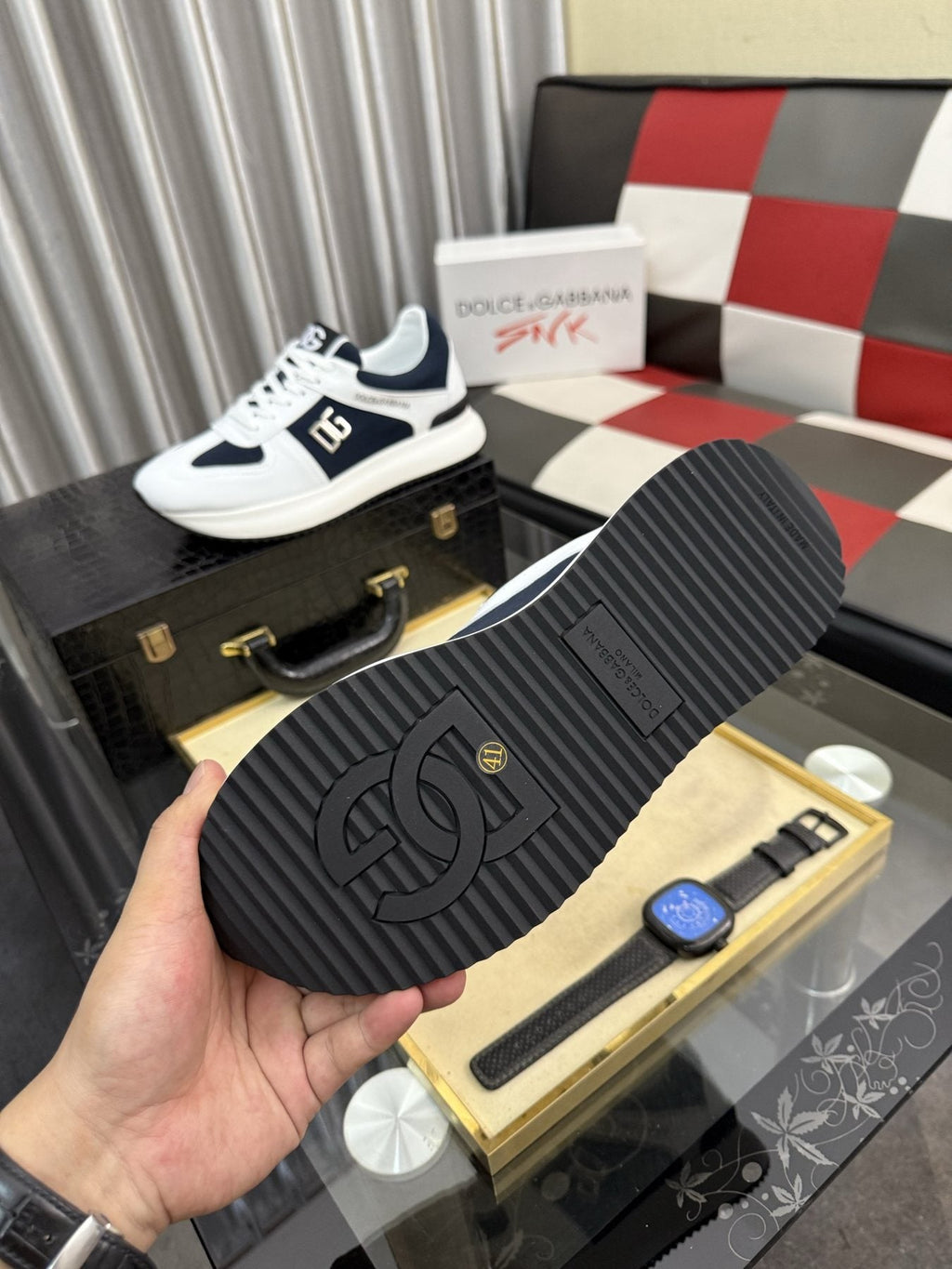 Dolce & Gabbana Metallic DG Logo Low-Top Sneakers — back
