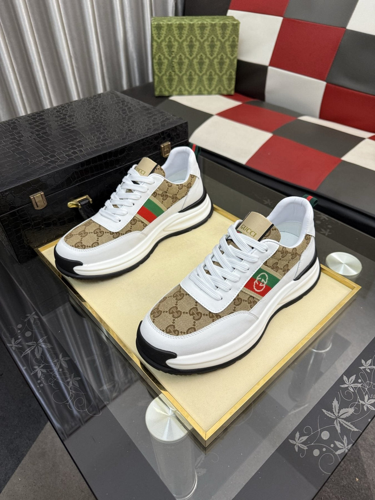 Gucci Monogram Stripe Low-Top Sneakers — front