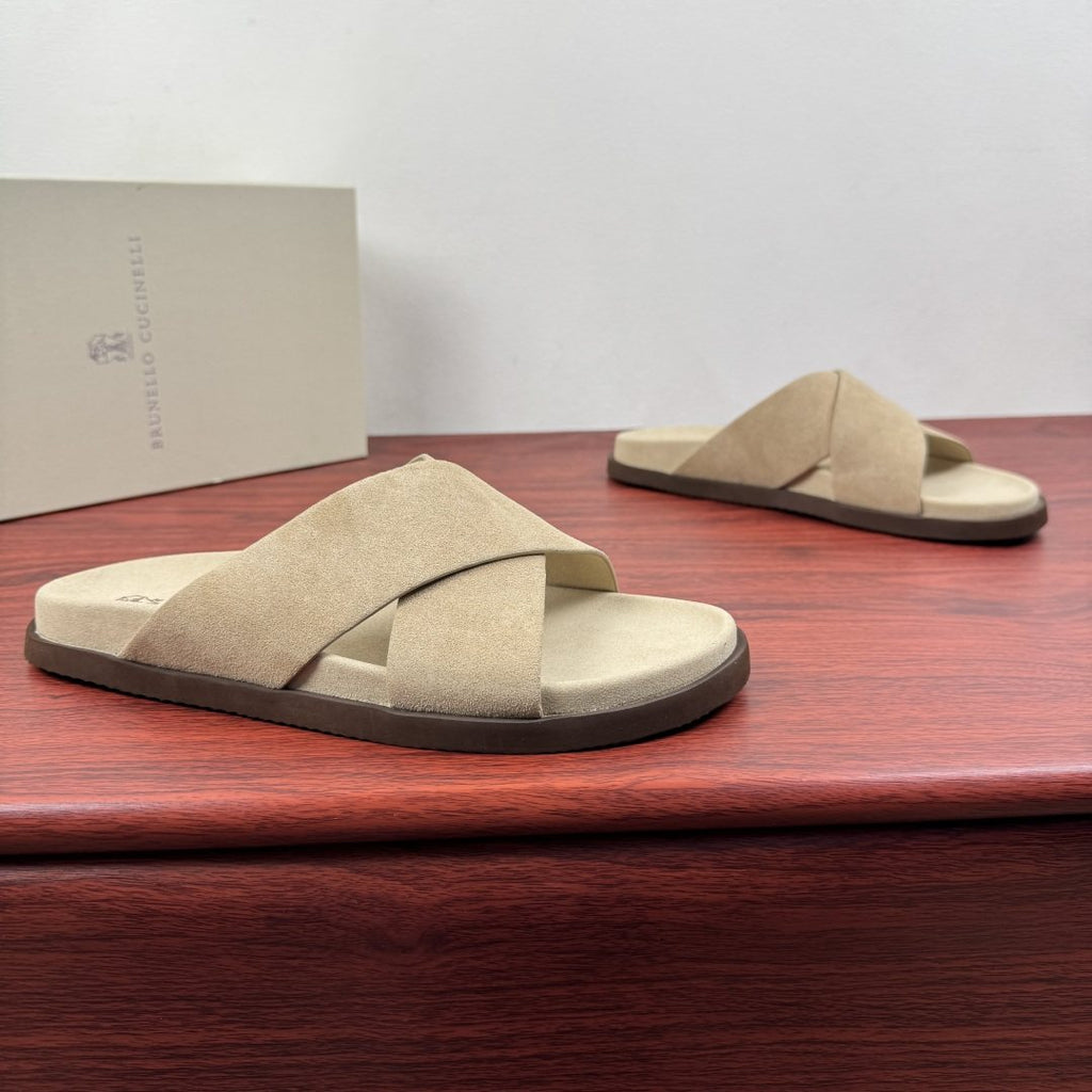 Brunello Cucinelli Cross-Strap Slide Sandals — hero