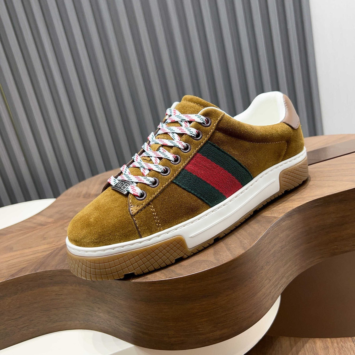 Gucci Red and Green Side Stripe Sneakers — side