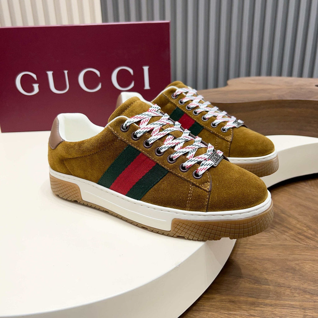 Gucci Red and Green Side Stripe Sneakers — front