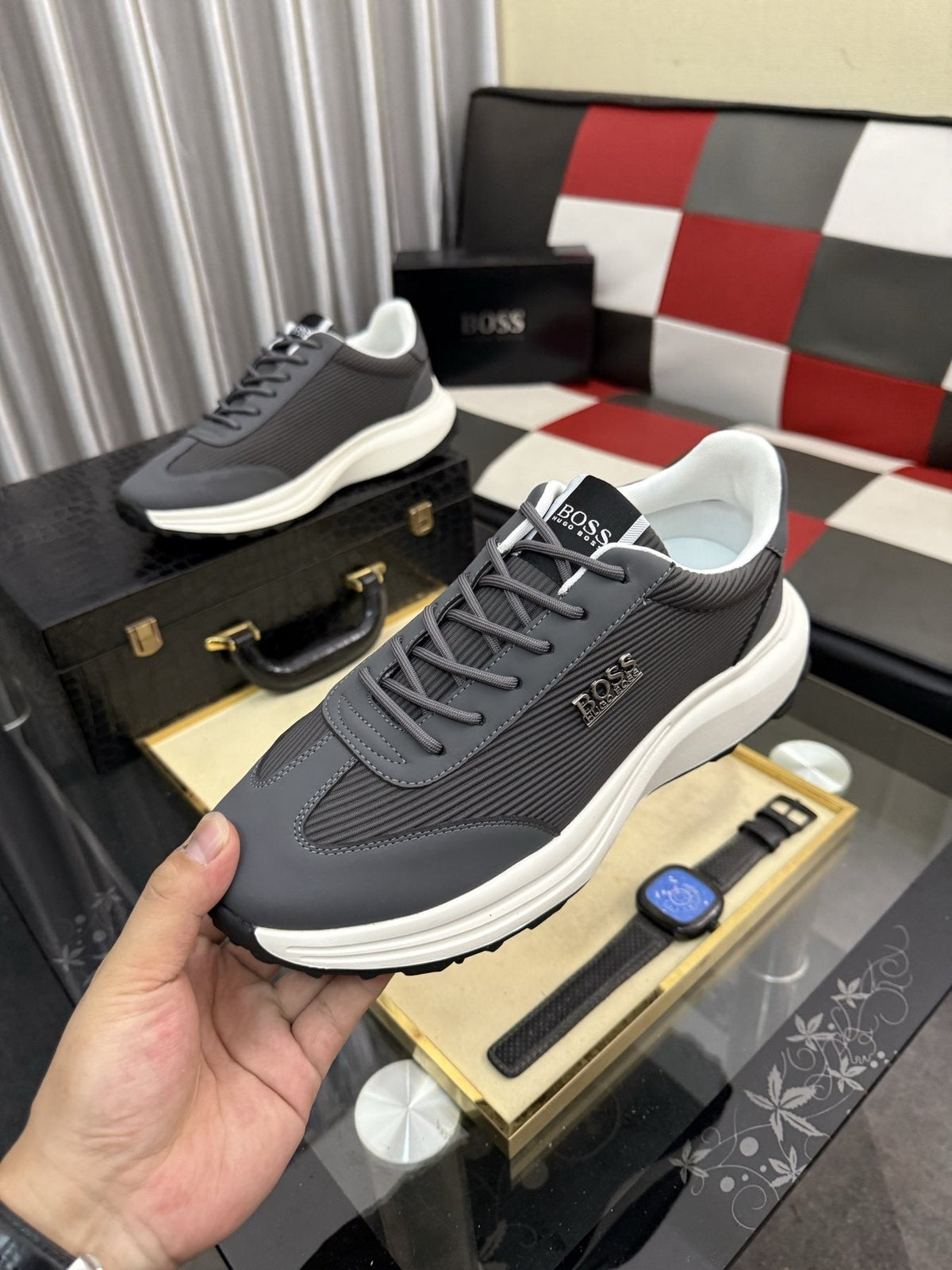 BOSS Mesh-Panel Low-Top Sneakers — detail