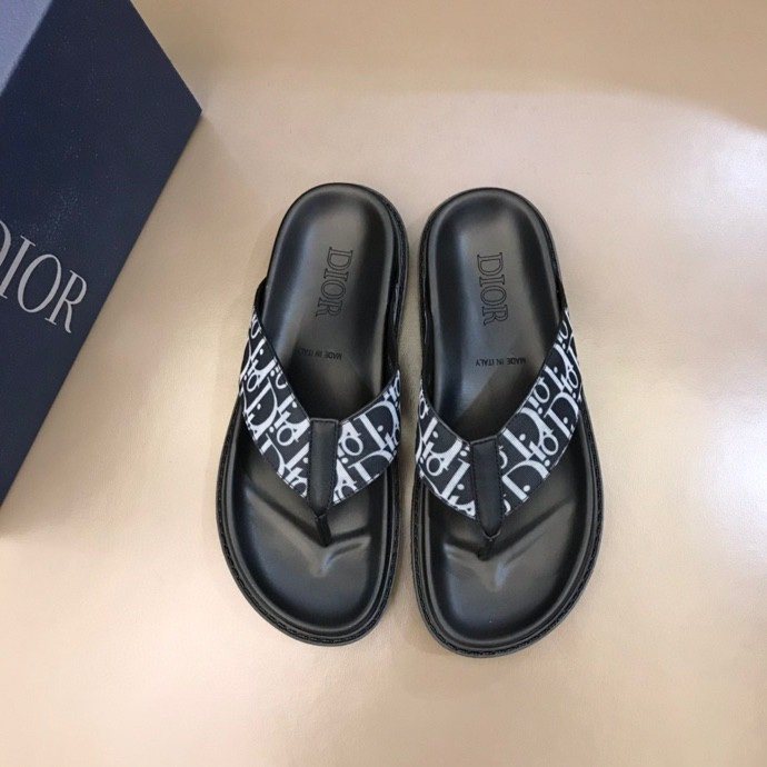 Dior Black-and-White Thong Sandals — front