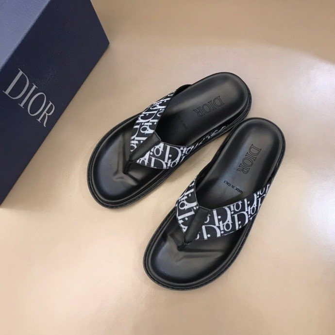 Dior Black-and-White Thong Sandals — front