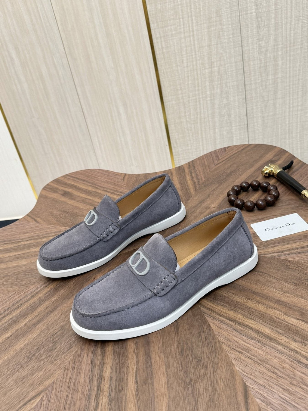 Dior Contrast-Sole Slip-On Loafers — front