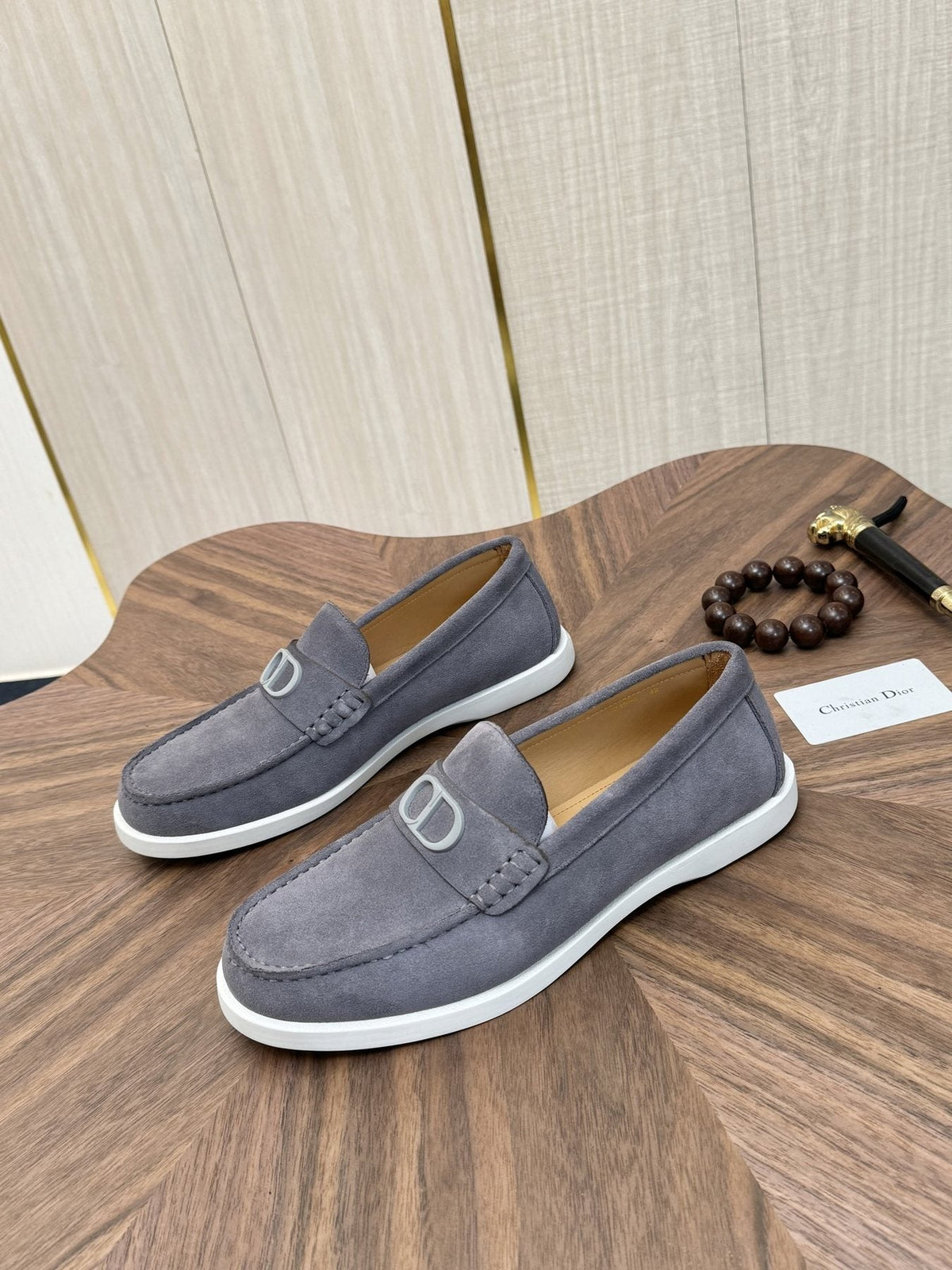 Dior Contrast-Sole Slip-On Loafers — front