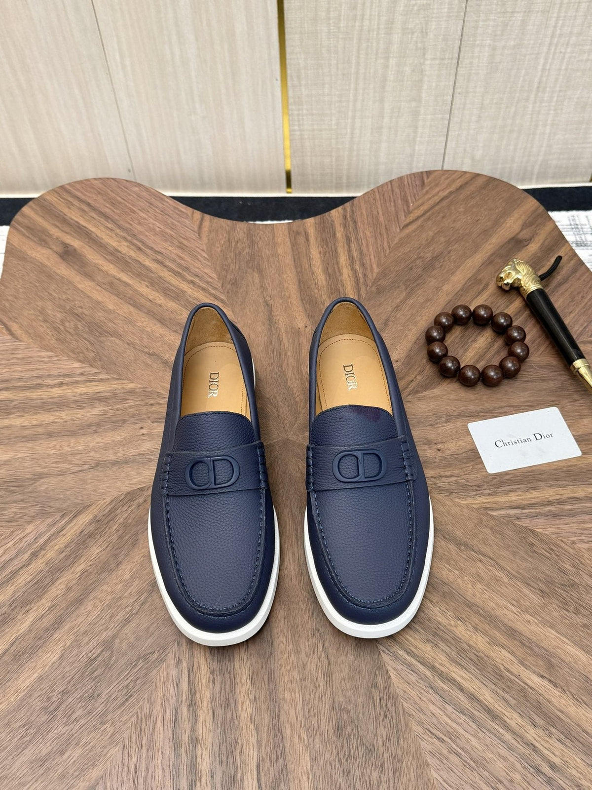 Dior Contrast-Sole Slip-On Loafers — front
