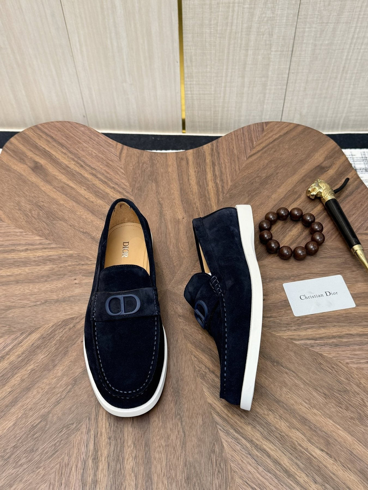 Dior Contrast-Sole Slip-On Loafers — side