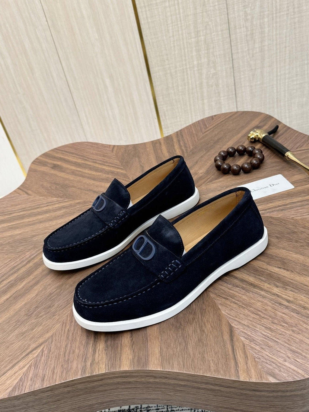 Dior Contrast-Sole Slip-On Loafers — front