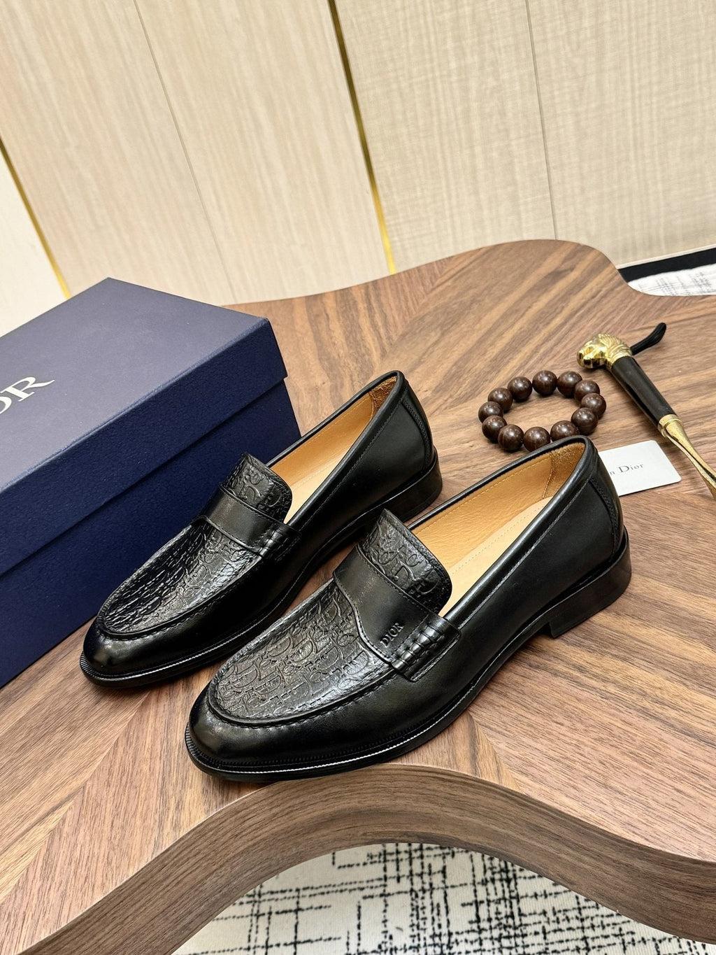 Dior Textured Leather Loafers — side