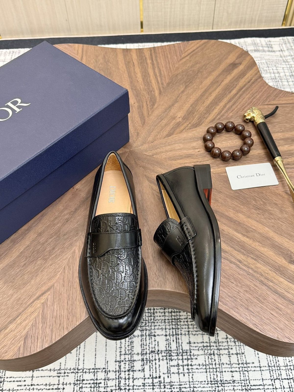 Dior Textured Leather Loafers — front