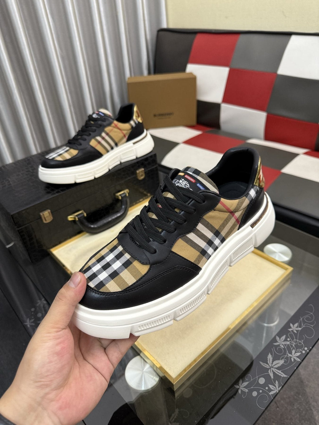 Burberry Plaid Panel Sneakers — model