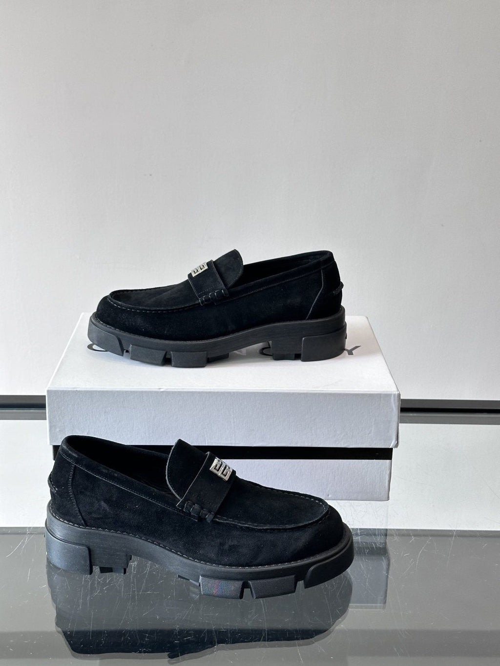 Givenchy Suede Lug-Sole Loafers — side