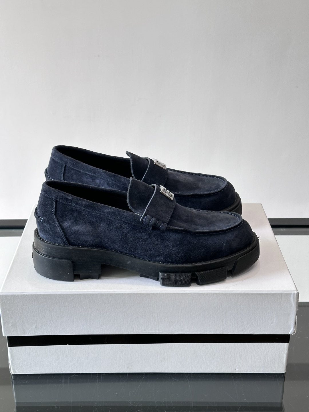 Givenchy Suede Lug-Sole Loafers — front