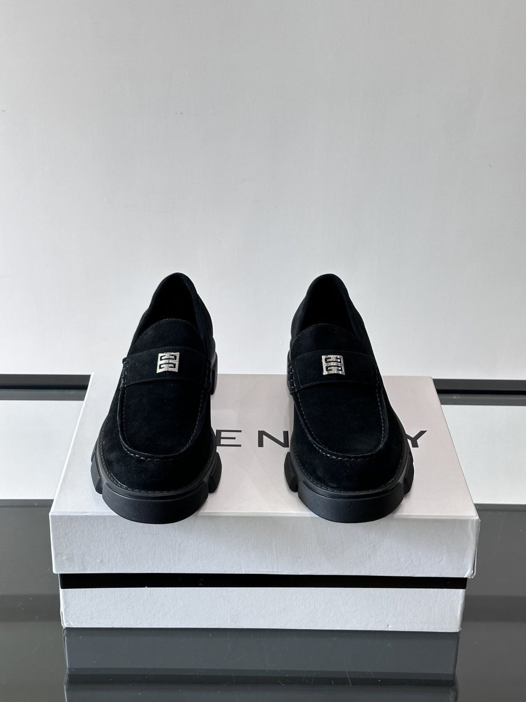 Givenchy Suede Lug-Sole Loafers — front