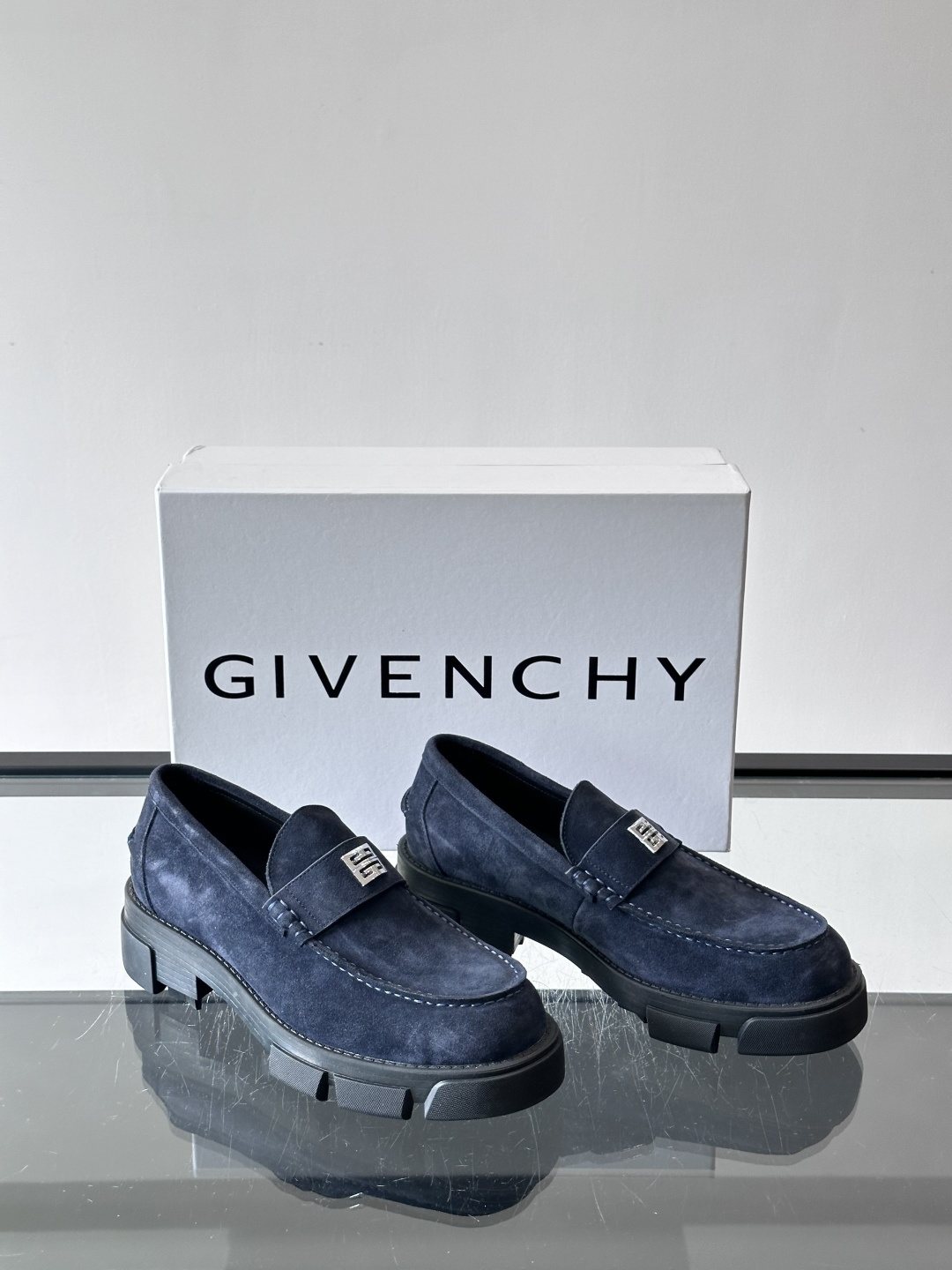 Givenchy Suede Lug-Sole Loafers — front