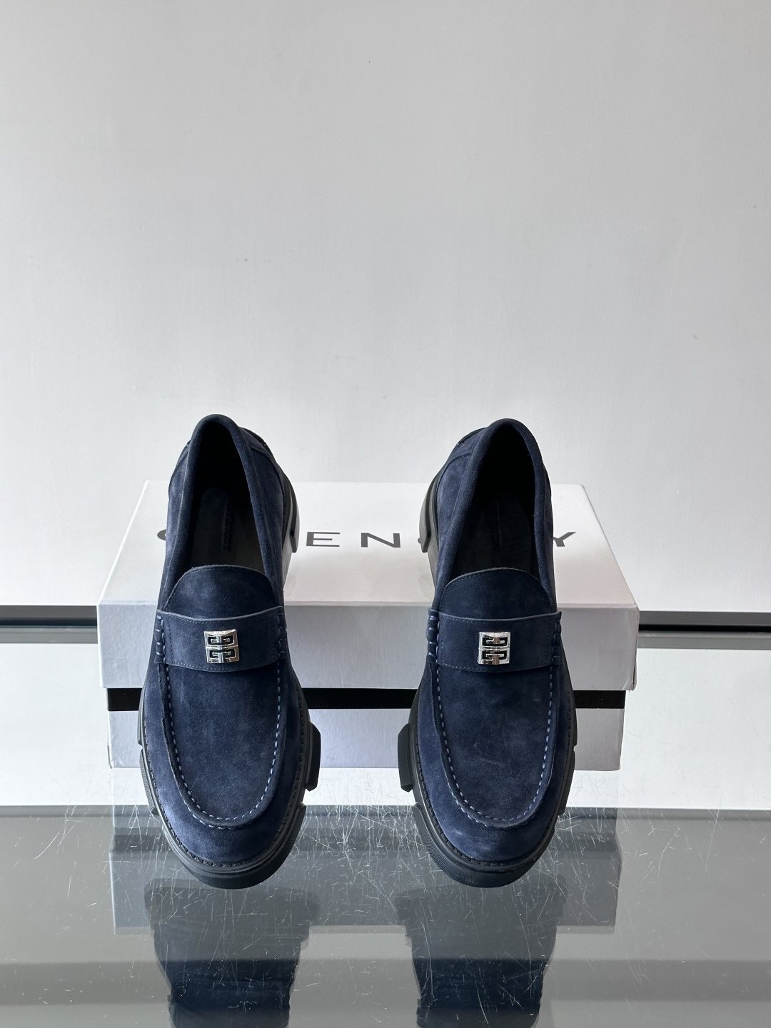 Givenchy Suede Lug-Sole Loafers — front