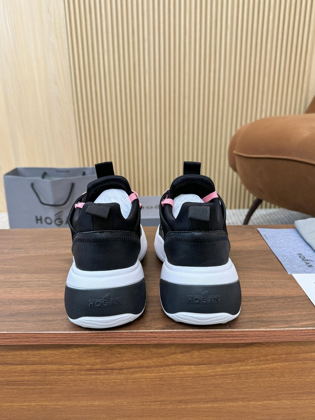HOGAN Beige and Black Chunky Sneakers — side