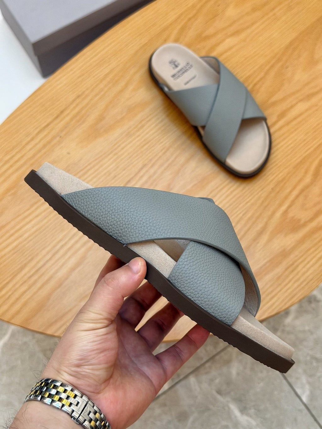 Brunello Cucinelli Crossover Slide Sandals — side