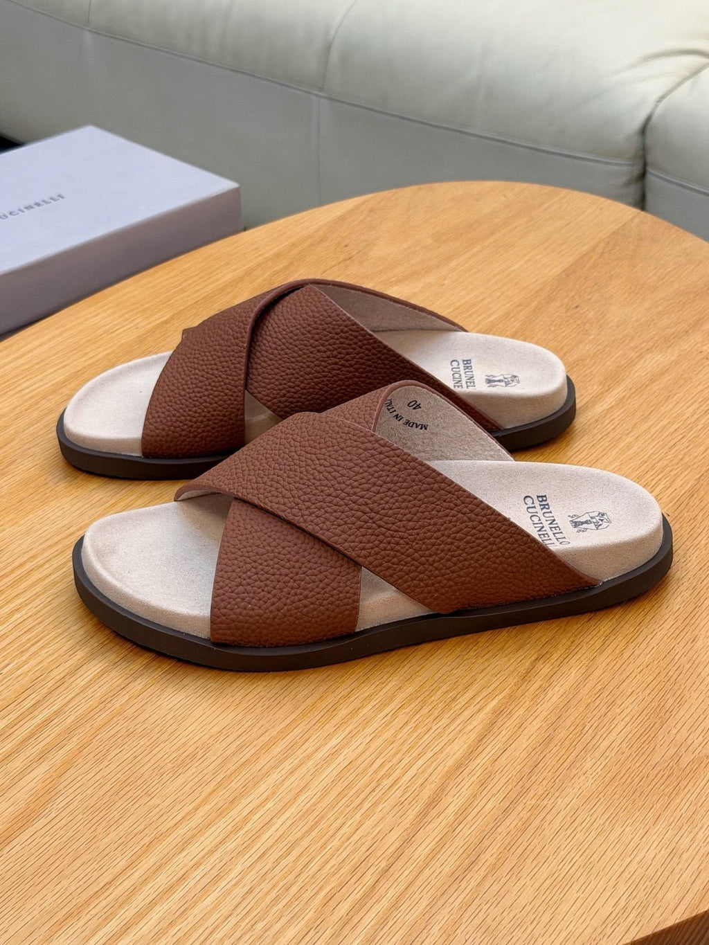 Brunello Cucinelli Crossover Slide Sandals — side