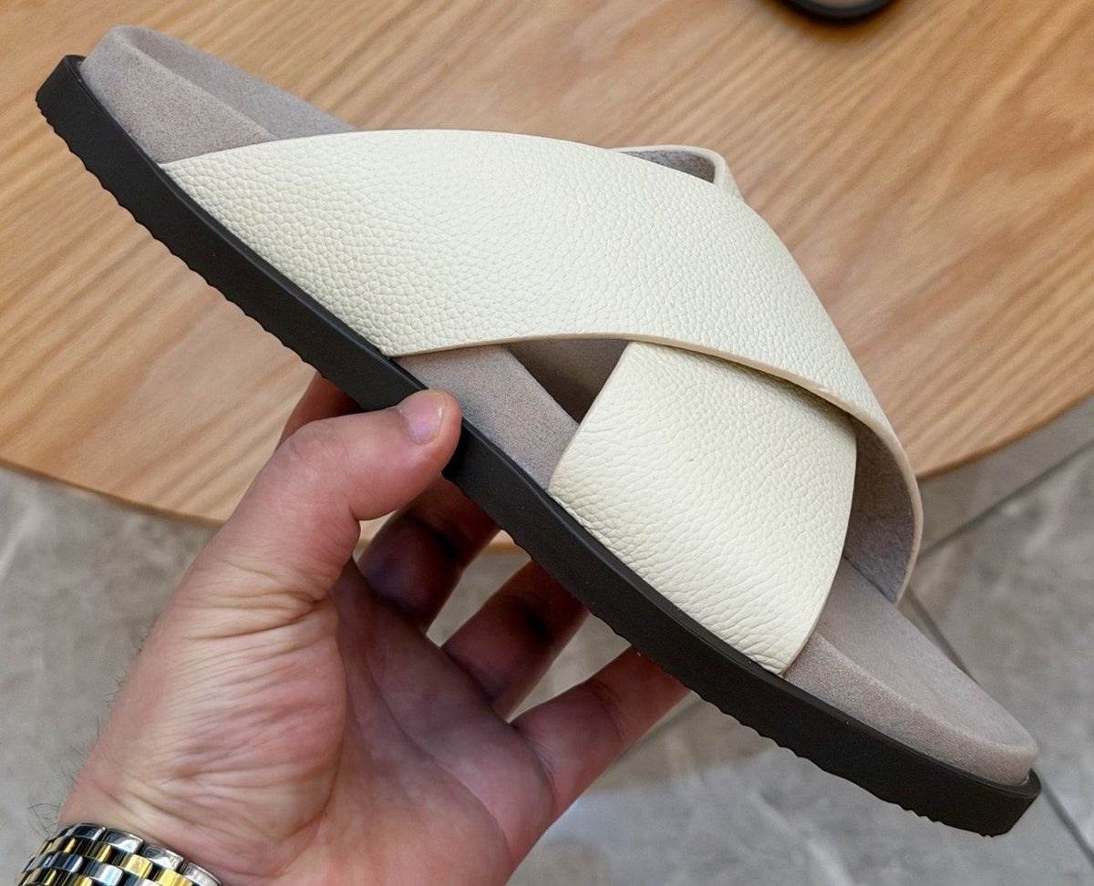 Brunello Cucinelli Crossover Slide Sandals — front