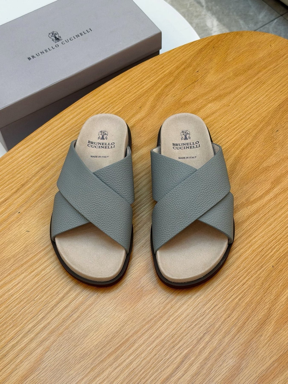 Brunello Cucinelli Crossover Slide Sandals — front