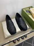 Gucci Black Embossed Lug Sole Loafers — hero