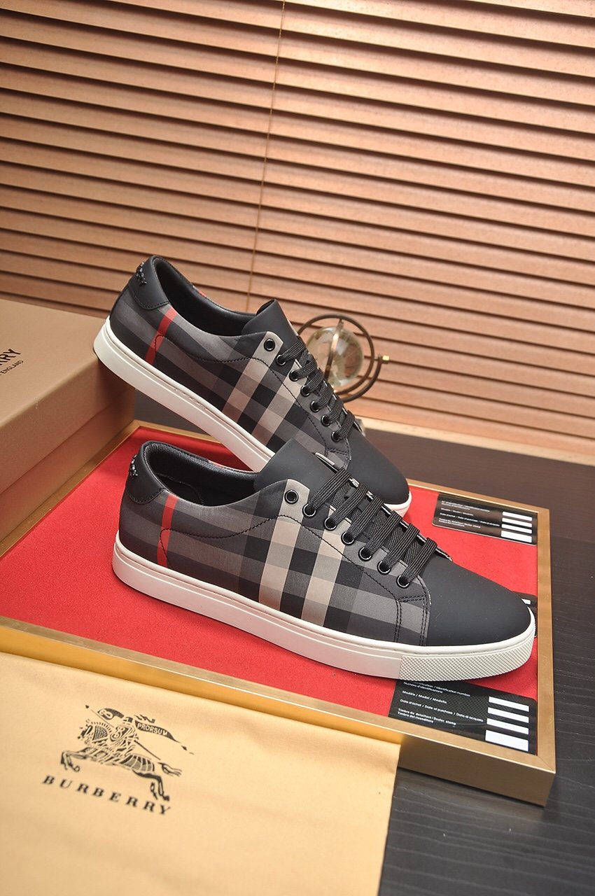 Burberry Black Check Sneakers — side
