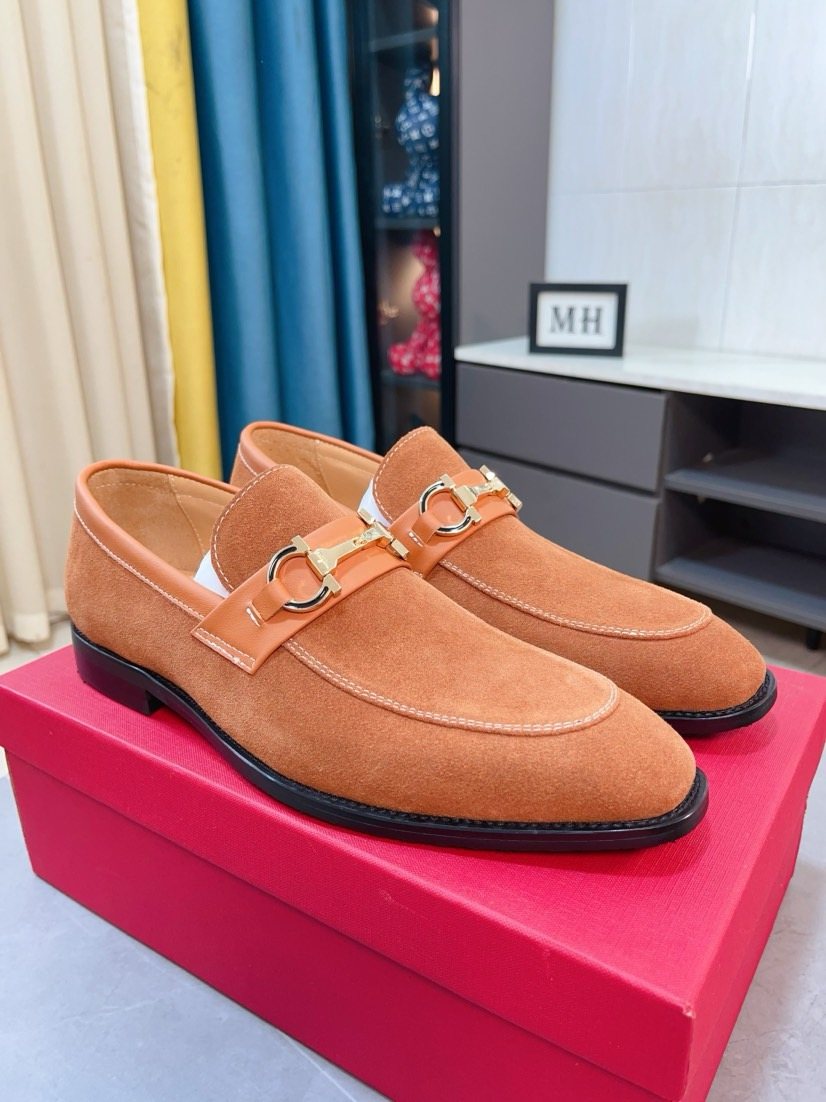 Ferragamo Blue Bit Loafers — front