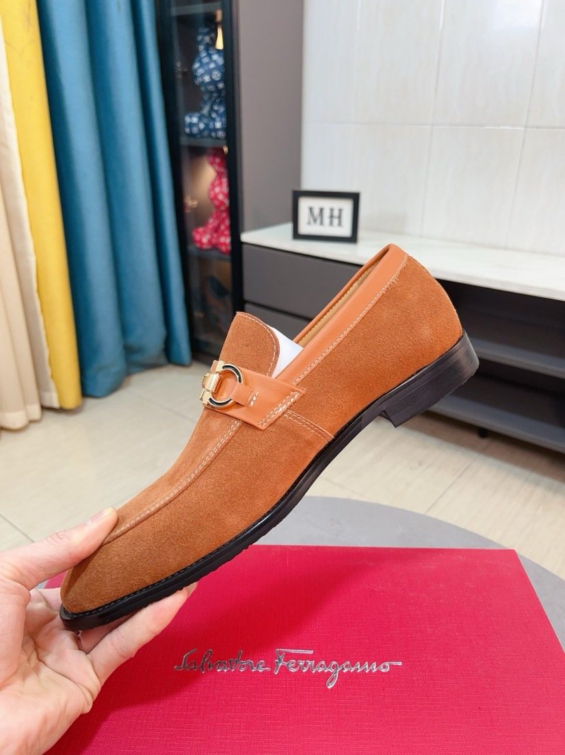 Ferragamo Blue Bit Loafers — side