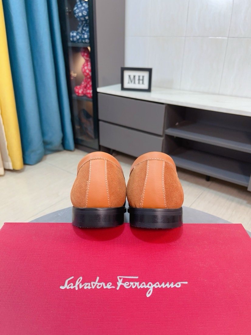 Ferragamo Blue Bit Loafers — back