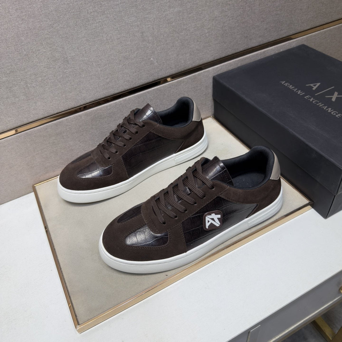 Armani Exchange Paneled Low-Top Sneakers — side
