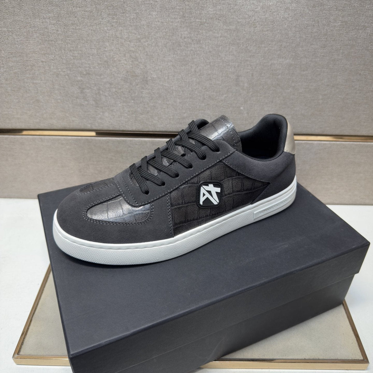 Armani Exchange Paneled Low-Top Sneakers — front