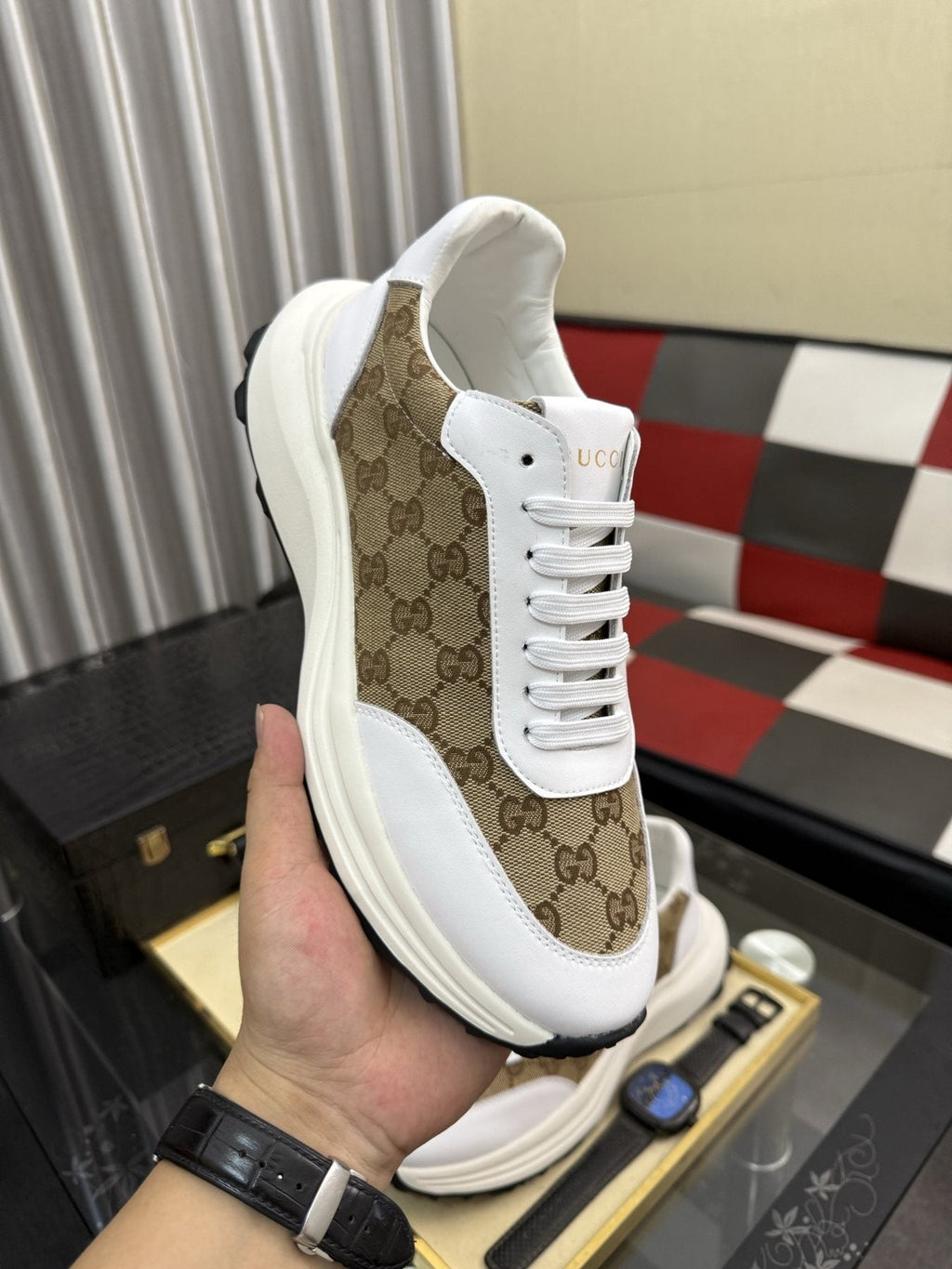 Gucci Monogram Chunky Sole Sneakers — model