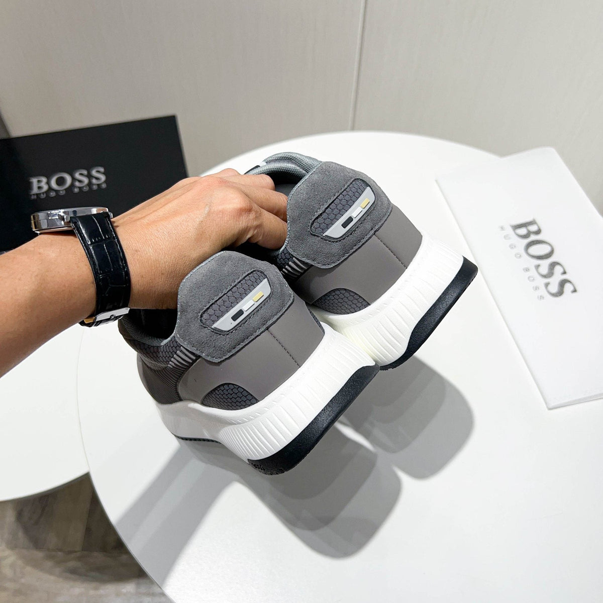 BOSS Knit Low-Top Sneakers — back