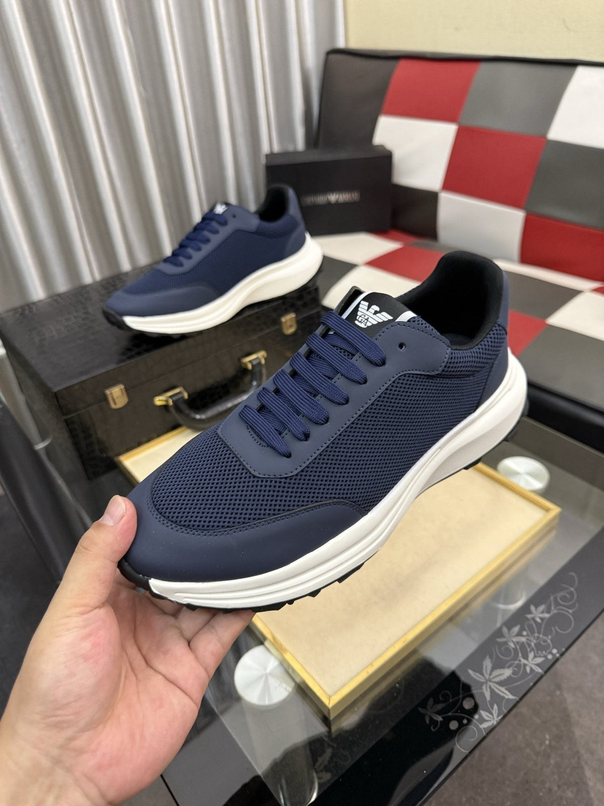 Armani Textured Low-Top Sneakers — model