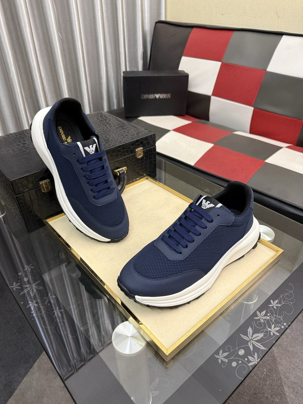 Armani Textured Low-Top Sneakers — front