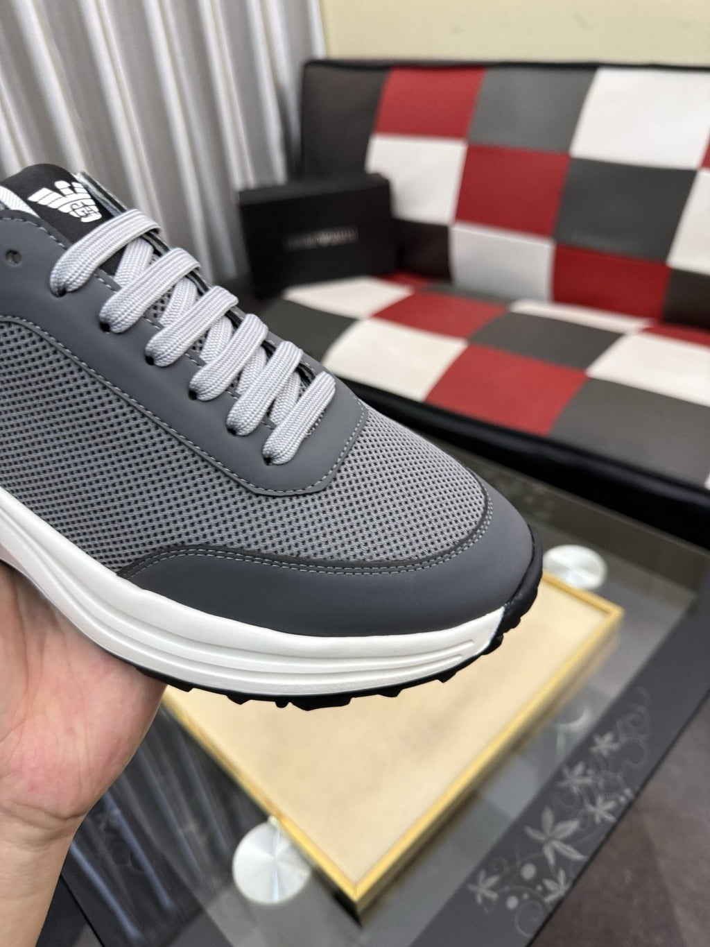 Armani Textured Low-Top Sneakers — detail