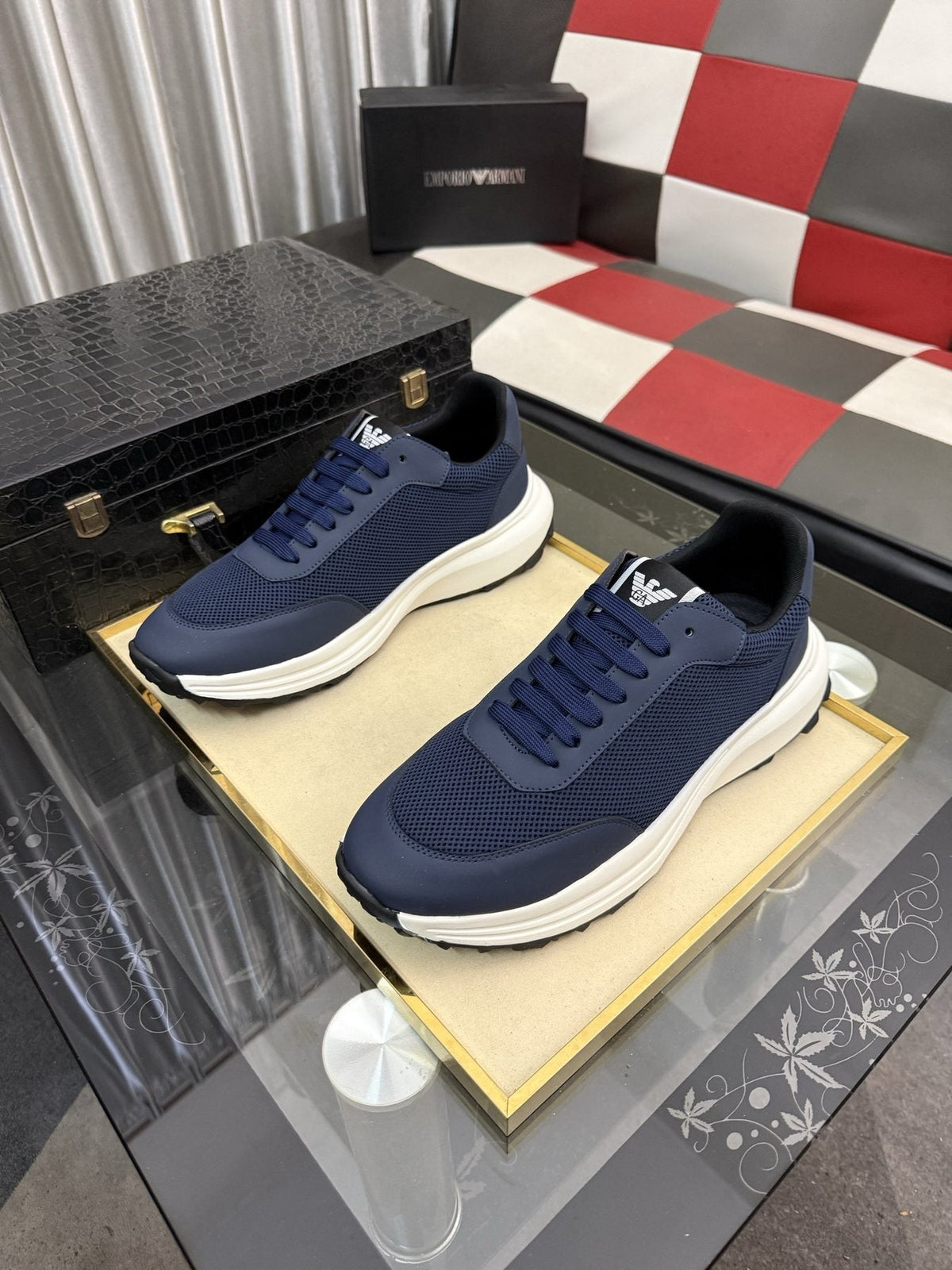 Armani Textured Low-Top Sneakers — front