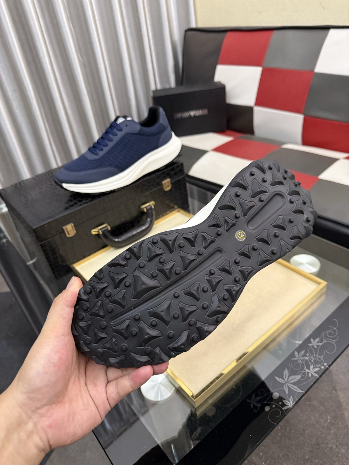 Armani Textured Low-Top Sneakers — detail