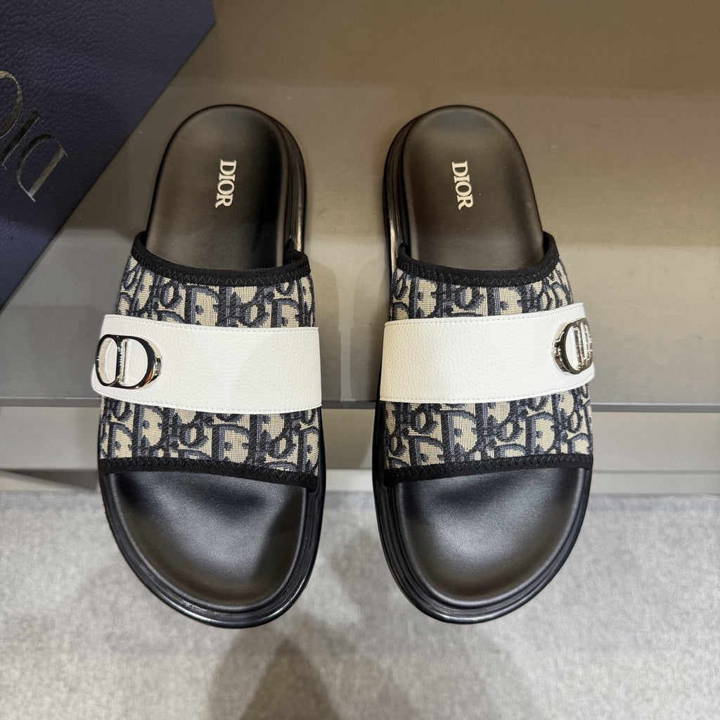 Dior Patterned Buckle Slide Sandals — hero